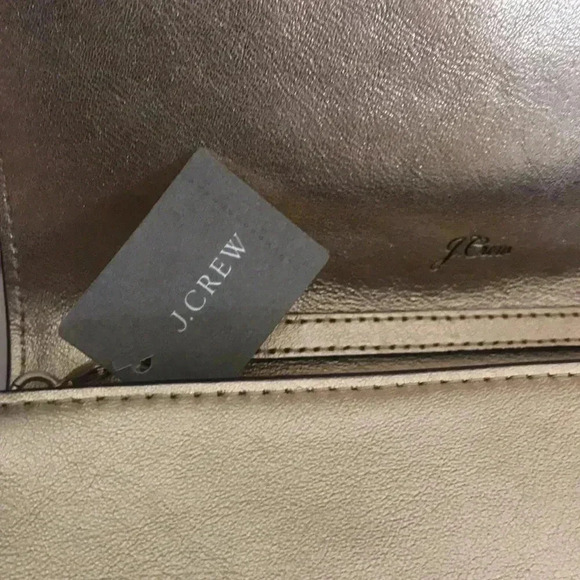 NWT J. Crew Convertible Wallet Bag Metallic Leather w/Chainlink Shoulder Strap - Picture 9 of 11